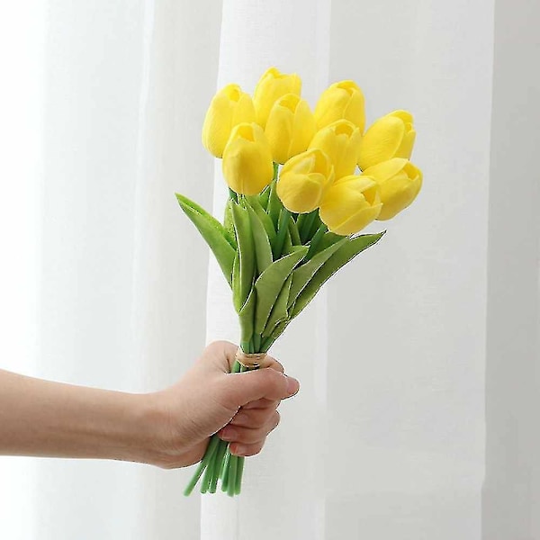 12 stk/sett Pu Fantastiske Hollandsk Tulipan Blomster Ekte Touch Kunstige Silke Blomsteroppsats Bukett Hjem Rom Kontor Bryllupsfest Dekor-