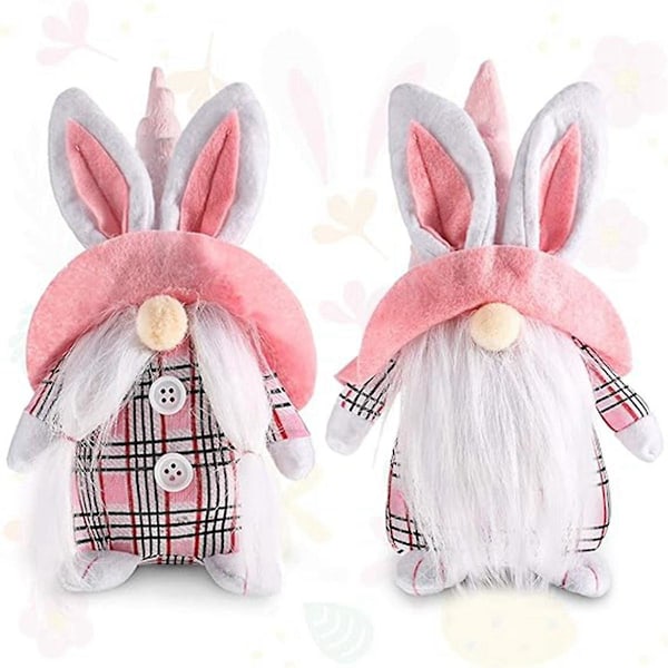 2 Pieces Bunny Gnomes Rabbit Easter Gnome Elf Dwarf Holiday Home Decor Spring Easter Decoration Col