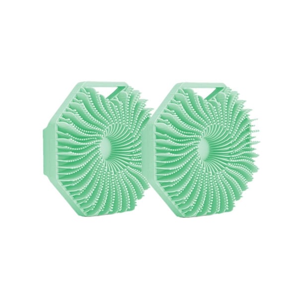 2pcs Multifunctional Hexagon Body Shower Skin Cleaning Brushes, Green