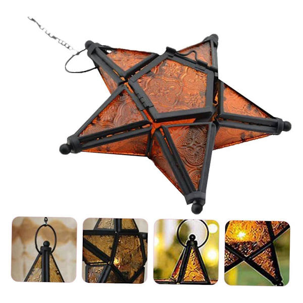 Jernlysestake Moravian Star Lysestake Stjerne Oransje Telys Lys Stjernelykt Mini Lan