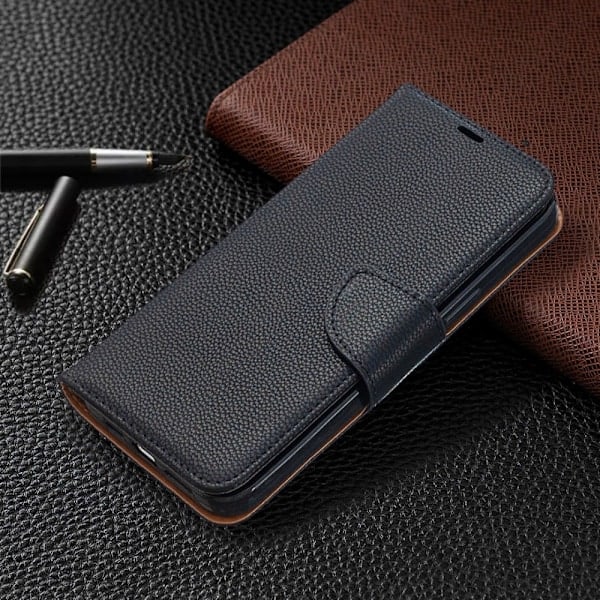 iPhone 12 Pro Max - Litchi Etui - Sort Black Svart
