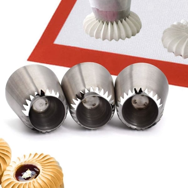 3 stk. smørkage-dysetip Sultan Ring Tip Russisk glasur-pipedyse Kagedekoration Supp