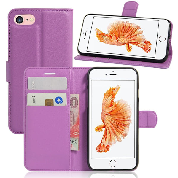 iPhone 7/8/SE (2020/2022) - Litchi Plånboksfodral - Lila Lila