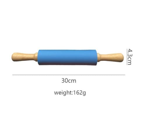 Kjevle - Non-stick silikon trehåndtak - 30 cm blå