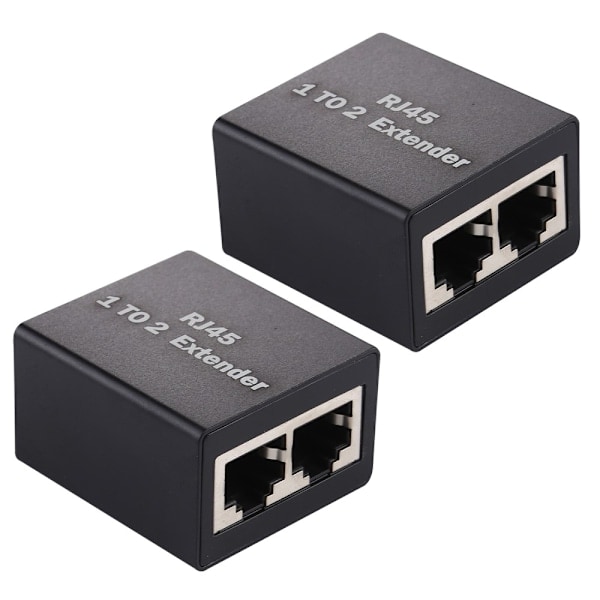 2-PACK RJ45 Splitter Ethernet LAN Adapter Svart