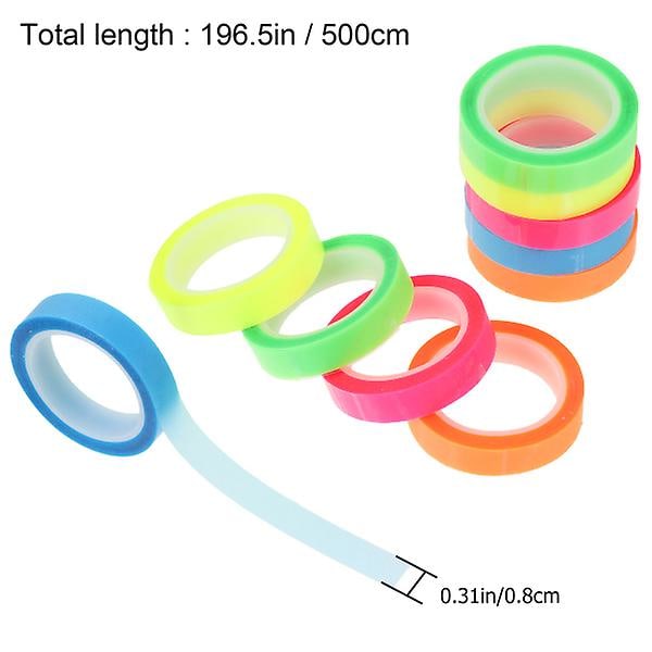 10 Ruller Notetape Transparent Markeringstape Bærbare Sidemarkeringer For Markering Blandede Farger 500 Assortert Farge 500X0.8CM
