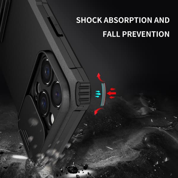 Kickstand Cover iPhone 16 Pro Kamerabeskyttelse Sort