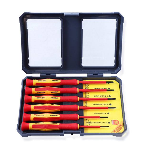 6 stk isolert skrutrekkersett 1000v presisjons kryss slisset driver bits