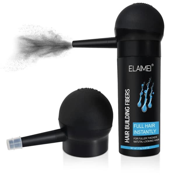 Hårfibre til tyndere hår med Spray Natural Formula Tykkere fyldigere hår Sort