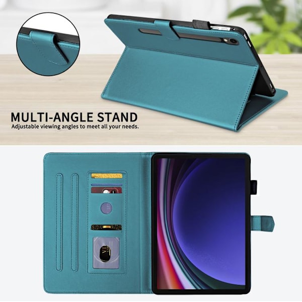 Samsung Galaxy Tab S10 FE+ Leather Case with Rhombus Pattern Mörkgrön