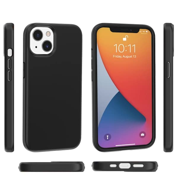 iPhone 13 Kuori Pehmeä TPU Slim Musta Musta[CO]