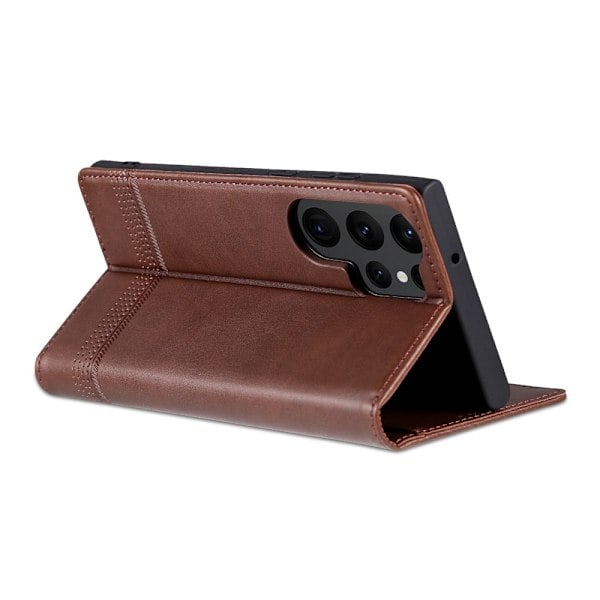 AZNS Samsung Galaxy S23 Ultra Flip Læder Etui Brun
