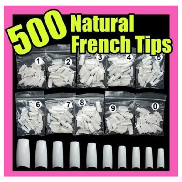 500 st franska akryl nageltippar