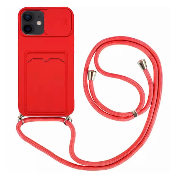 iPhone 12 - Stylish Practical Silicone Case with Card Slot Gul