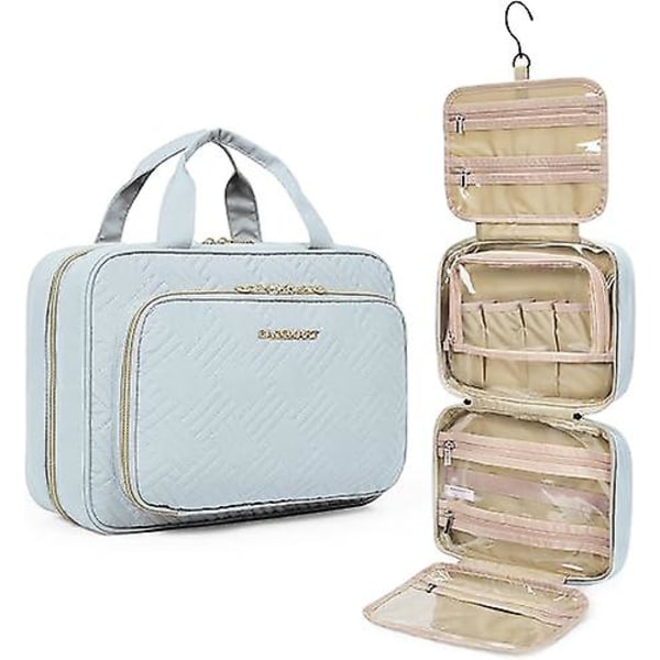 Toalettväska Hängande Resa Makeup Organizer med TSA Godkänd Transparent Kosmetisk Väska Makeup Väska för Fullstora Toalettartiklar, Ljusblå 10 tum