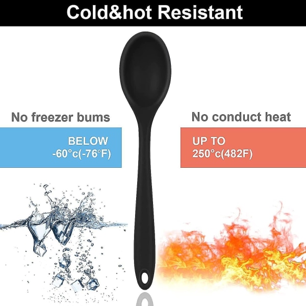 Silikon skje, Silikonserveringsskje Non-stick kjøkkenskje Varmebestandige matlagingsskjeer for omrøring, øsing og miksing