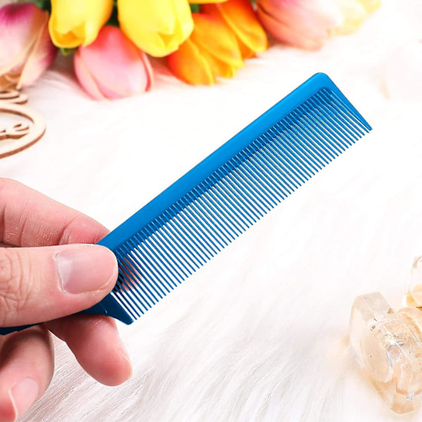3-pack råttsvanskam i stål, nål i råttsvans, kolfiber, värmebeständig kam med rostfri stålsvans (blå)