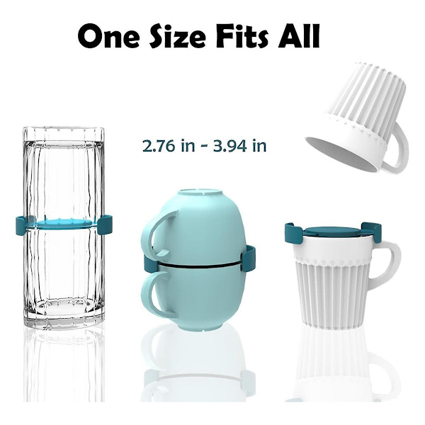 6-pakks kaffekoppholder for skap, koppholder, stabelbar, justerbar, plassbesparende, svart