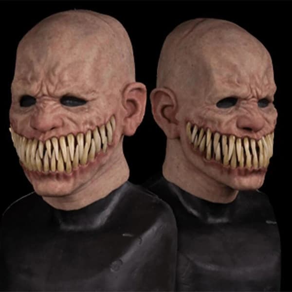 Scary Realistic Emulsion Halloween Headgear Pointed Teeth Split Mouth Horror Face Mask for Home 1 1[CO]