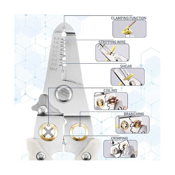 Multifunktionel trådtangsværktøj, 6-i-1 trådafbrydere, trådspaltningstænger med en elektrisk test