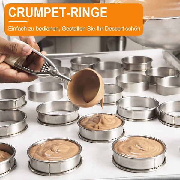 Rustfrit stål Crumpet ringe til bagning - 6 stk.
