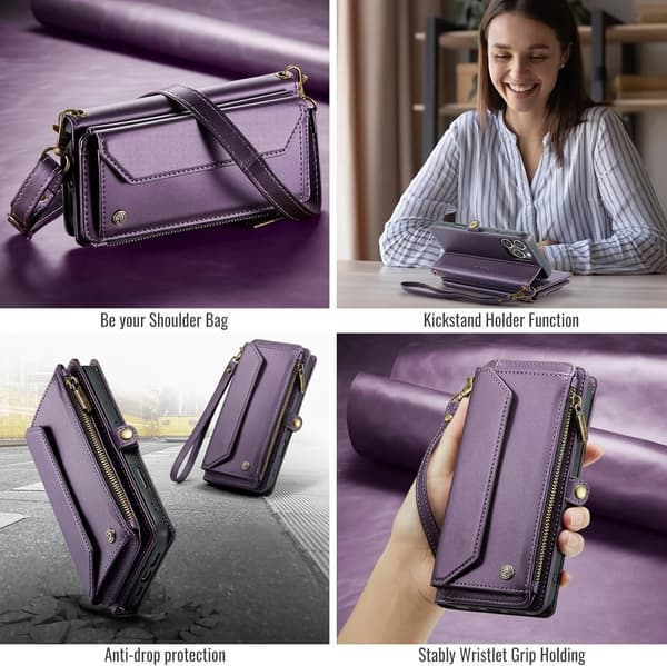 Caseme Zipper Wallet Case iPhone 16 Pro Max Purple