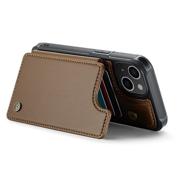 CASEME iPhone 15 Plus Deksel RFID Stativ Lommebok Brun