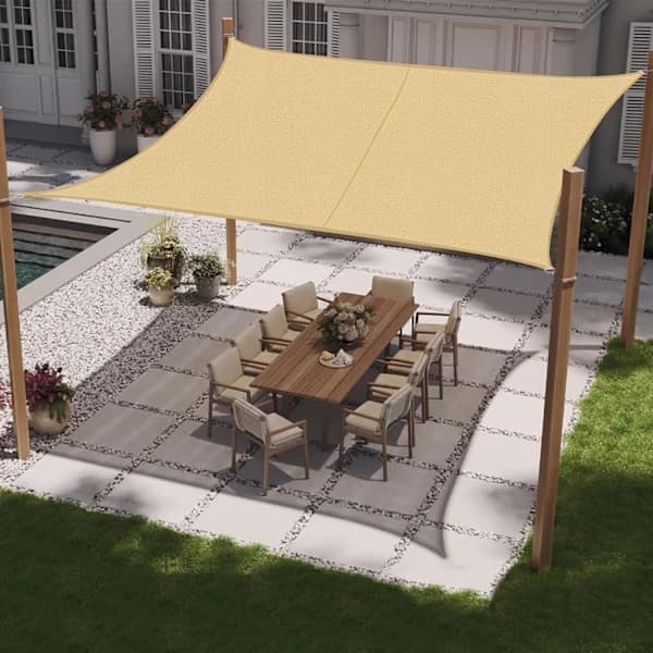 Rektangulær Solseil Markise 4x5m Vanntett UV-beskyttelse Vindtett for Uteplass Hage, Terrasse[co]