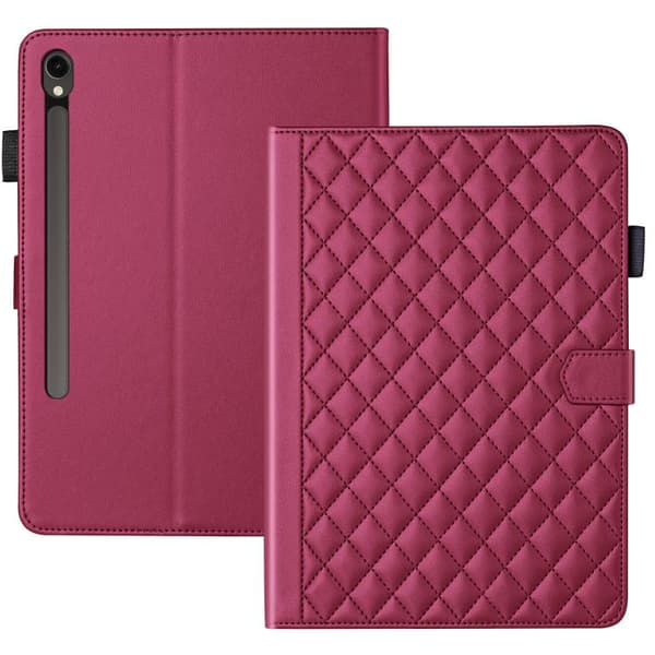 Samsung Galaxy Tab S10 FE+ Leather Case with Rhombus Pattern Röd