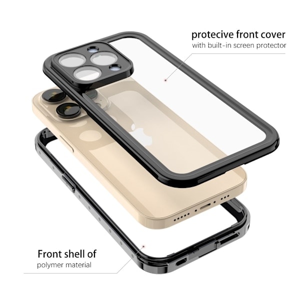 REDPEPPER iPhone 14 Pro Max Deksel 360 Vanntett IP68 Svart