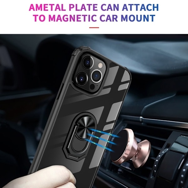iPhone 14 Pro Max Cover Stødsikkert Armor Ring Sort