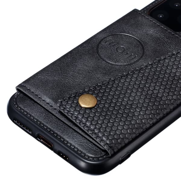 iPhone 12 Pro Max - Lædercover med kortlomme og magnet - Sort Black Svart