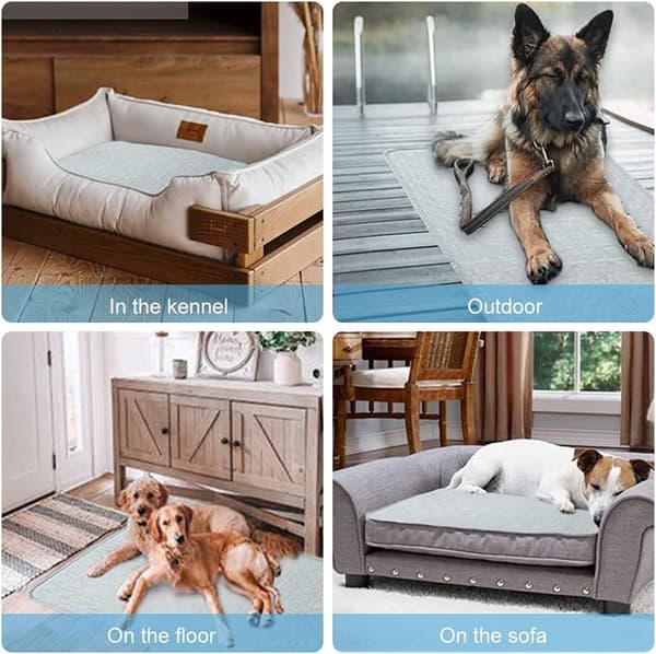 Kølemåtte til hunde og katte, selvkølende, foldbar, maskinvaskbar, til hjemmet, bilen og rejser, grå, XL, 100 x 75 cm