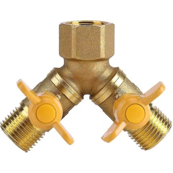 Dual Tap Hose Connector- Brass Garden Irrigation 2 Way Double Tap Hose Adapter Dual Faucet Connector(1pc, Gold) -t