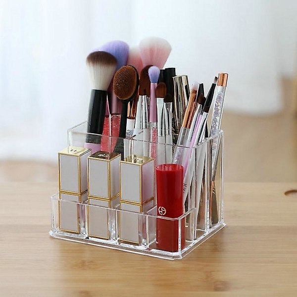 Makeupbørste Organizer - Akryl Kosmetisk Klar Penholder Til Kontor Skrivebord Badeværelse Kommode
