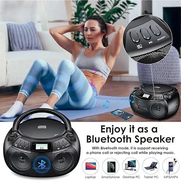 CD-afspiller Multifunktionel Bærbar Bluetooth CD-afspiller Radio EU-stik[CO]