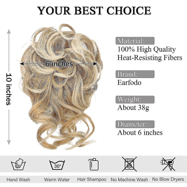 Messy Bun Hårstykke: Syntetisk Tousled Updo Scrunchies