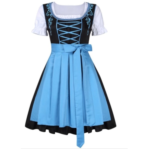 Saksalainen Oktoberfest-asu naisille Dirndl Perinteinen baijerilainen olutkarnevaali Fraulein Cosplay-piikatytön asu -hg Sininen XXL