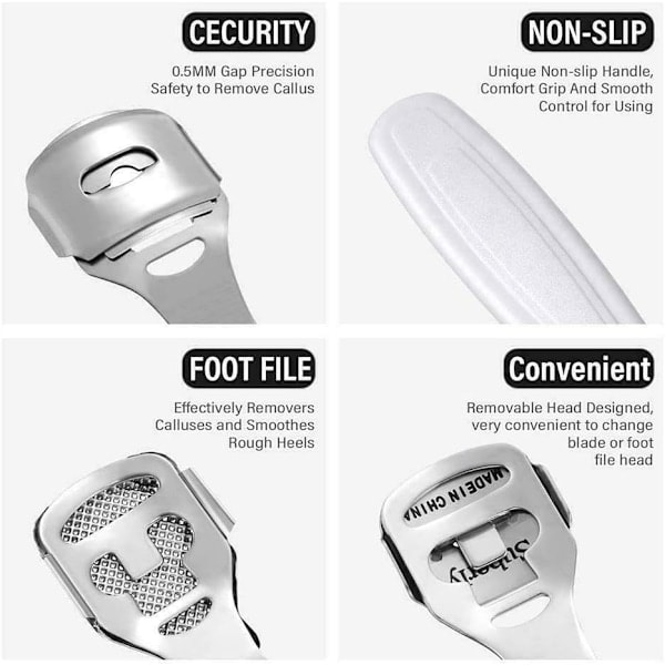 Callus Remover för Fötter - Fotvårdsverktyg för Pedikyr för Säker Borttagning av Liktornar, Förhårdnader, Död Torr och Hård Hud