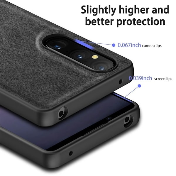 Sony Xperia 1 V Kuori Retro Nahka Musta