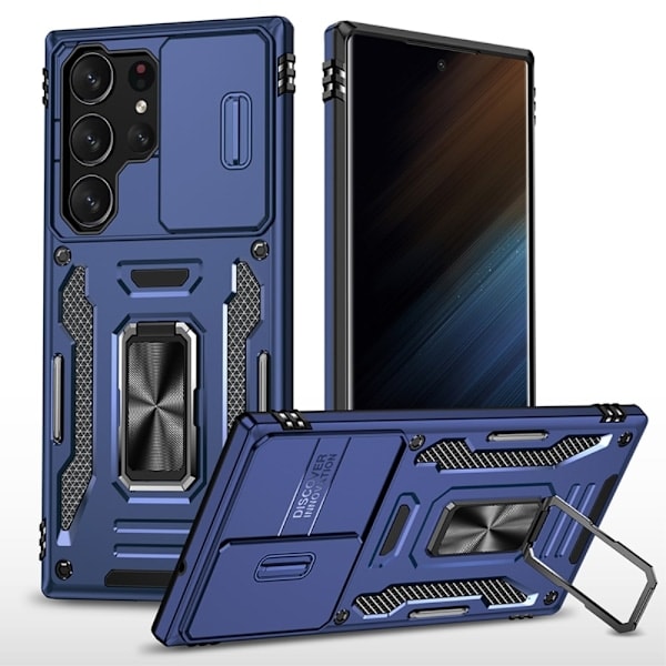 Samsung Galaxy S23 Ultra Cover Hybrid Ring Armor Mørkeblå