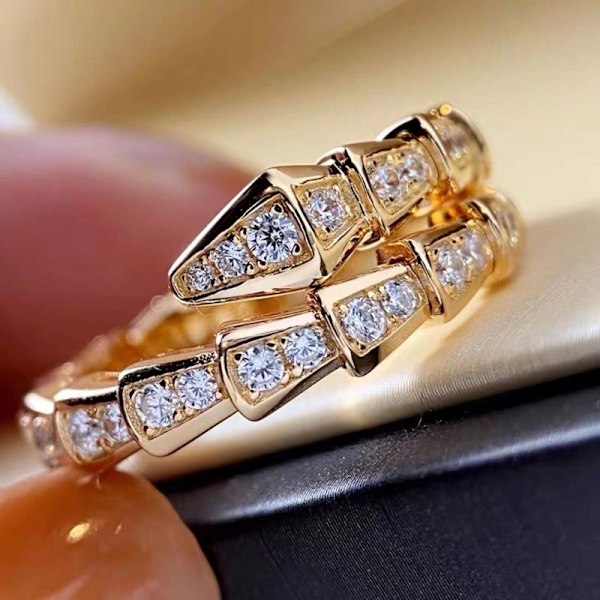 Slangeringer til kvinder - Damernes alternative ring Vintage løfteringe Åben ring med smaragd- og diamantslange design