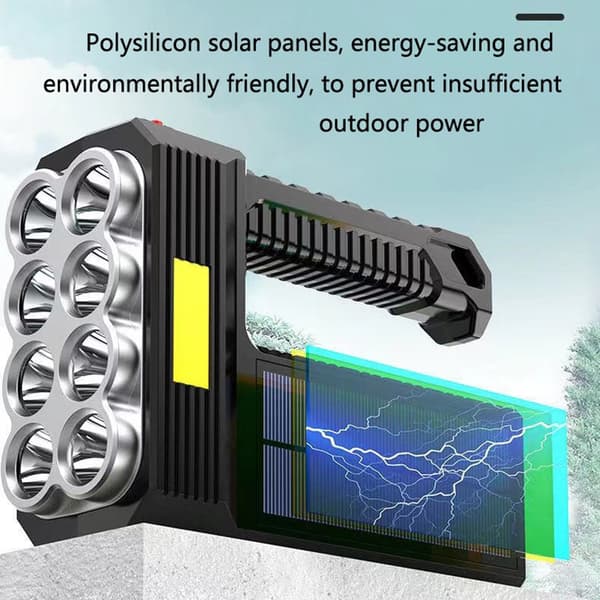 Ekstra Sterk Lommelykt 2000 LM med Solceller