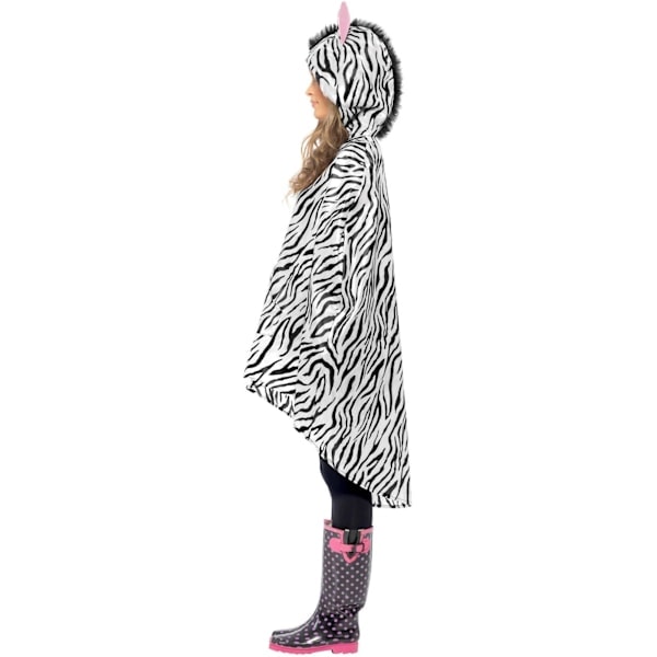 Smiffys Unisex Voksen Zebra Kostume Poncho Størrelse One Hvid/Sort White/Black One Size