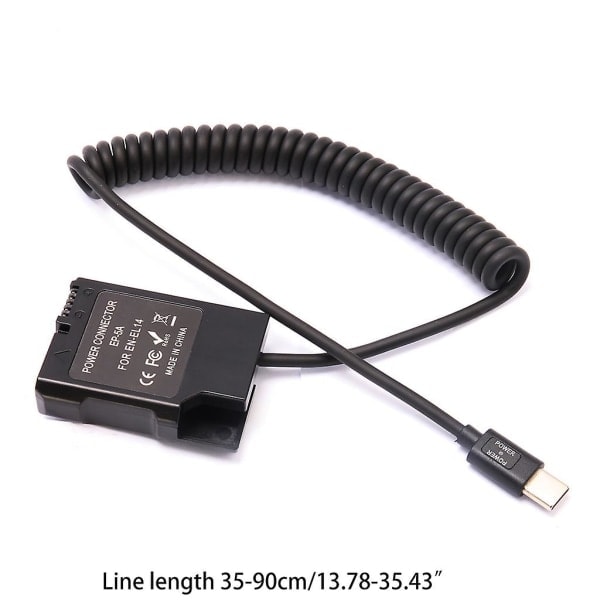 EN-EL14 Dummy Batteri USB-C Koblingsadapter Dummy Batteri Par