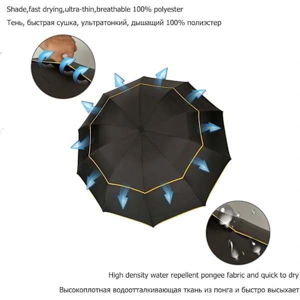 130 cm Extra Stort Golfparaply, Vikbart, Stormsäkert, Vindtätt, Vattentätt, Dubbelt Lager Paraplyöverdrag[co]