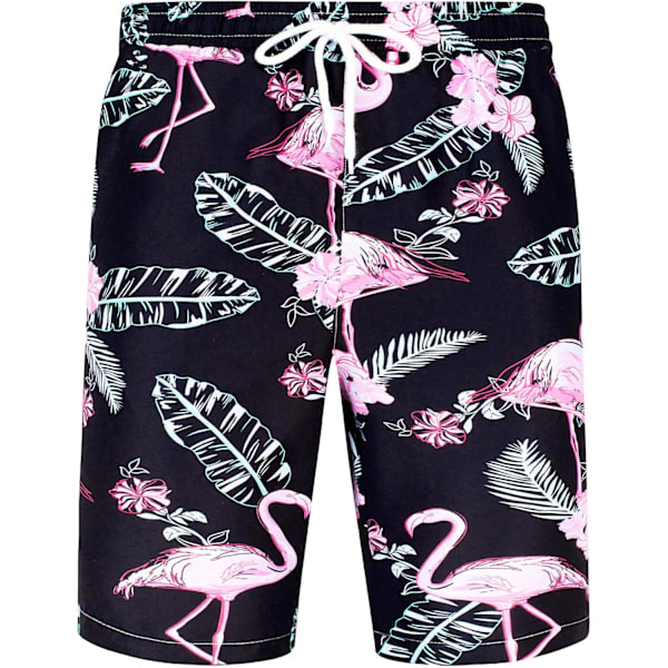 Havaijipaita ja shortsit miehille, normaali istuvuus, lyhythihainen, rento, funky ranta-flamingo-paitasetti M