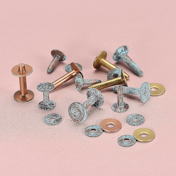 10 set koppar nitar och grader, 12x4x21mm massivt läder koppar nitfäste för läder DIY hantverkstillbehör, koppar ton