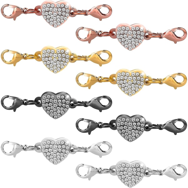 8 Pieces Magnetic Jewelry Clasp, Heart Magnetic Necklace Clasp And Closures