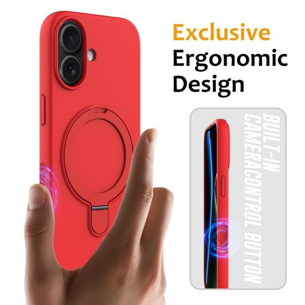 iPhone 17 Cover - Flydende Silikone med MagSafe Magnetisk Ringholder